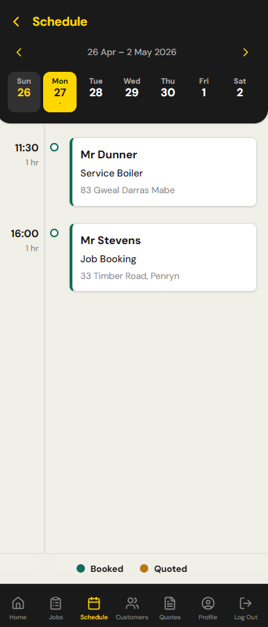Schedule view